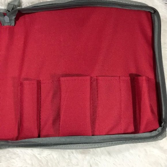 Wolfgang Puck Sturdy Canvas Red Gray Zip Around Chef Carry Case - Picture 6 of 12